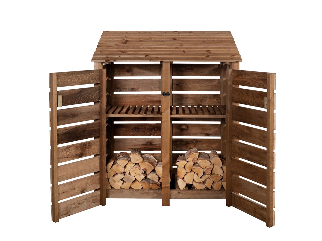 Wooden Log Store With Doors 6ft Slatted Firewood Storage Etsy UK