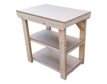 Wooden Workbench 18mm MDF With Two Shelfs - Clearance Range