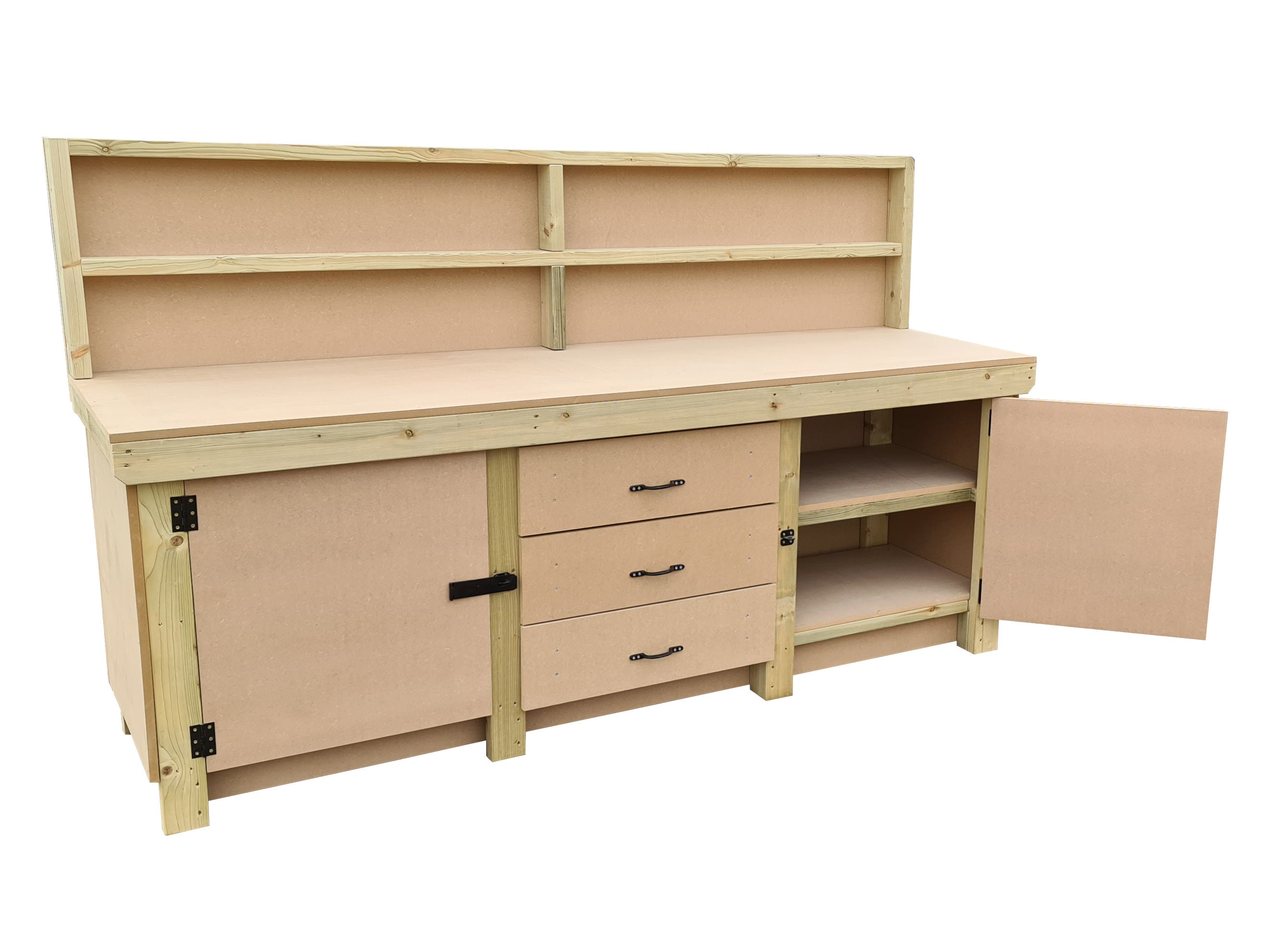 Workbench Wooden 18mm MDF Top With Back Panel Drawers and Etsy UK