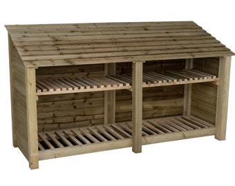 Wooden Log Store 4ft, Firewood Storage Width 2270mm x Height 1260mm x Depth 880mm