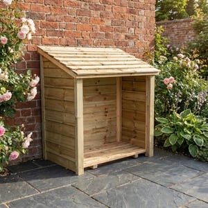 Wooden Log Store | Heavy Duty Outdoor Firewood Storage Shed, Compact Timber Shelter image 4