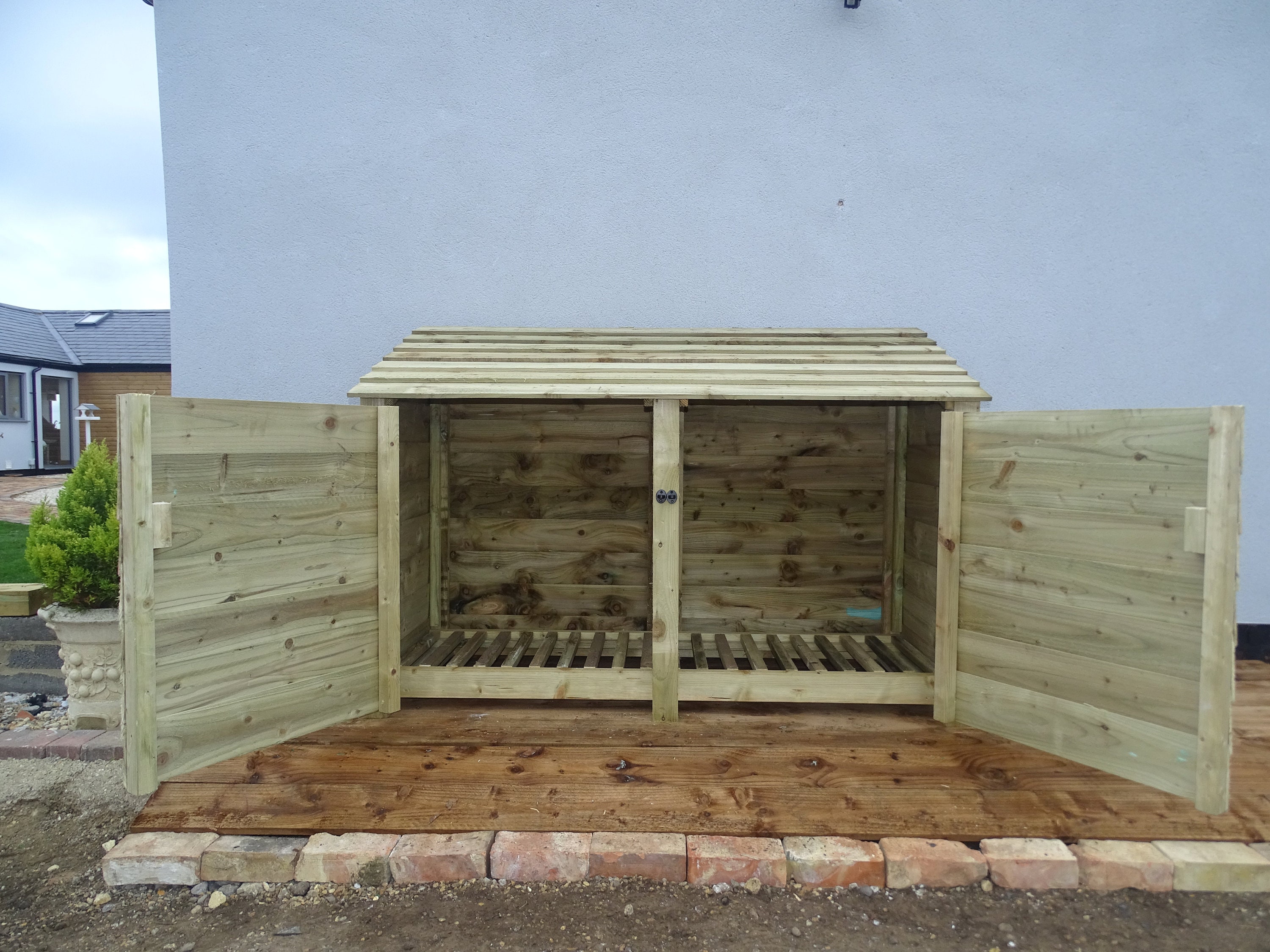 Wooden Log Store With Doors 4ft Ash Brand Fire Wood Storage Etsy