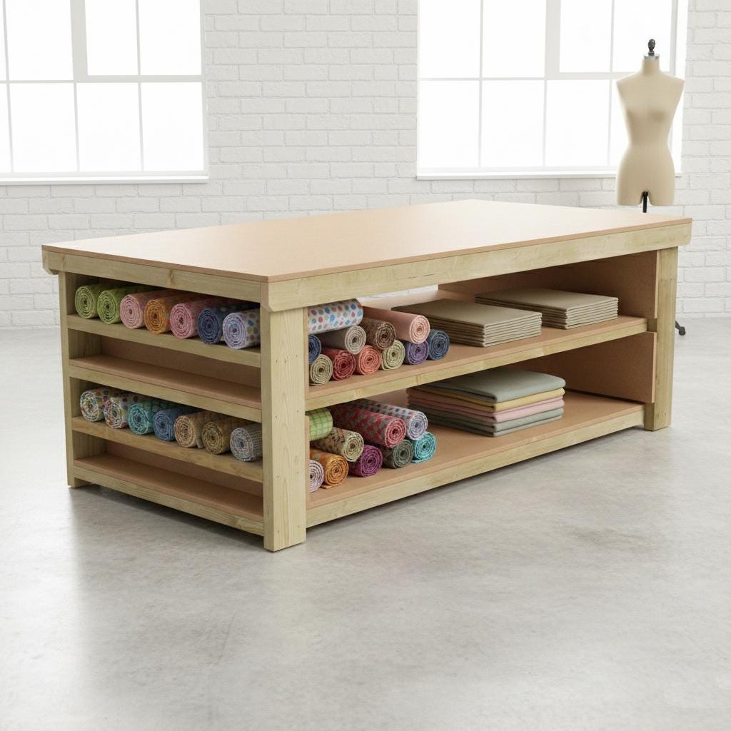 Wooden Workbench With Extra Shelving: 4ft-8ft Heavy Duty MDF