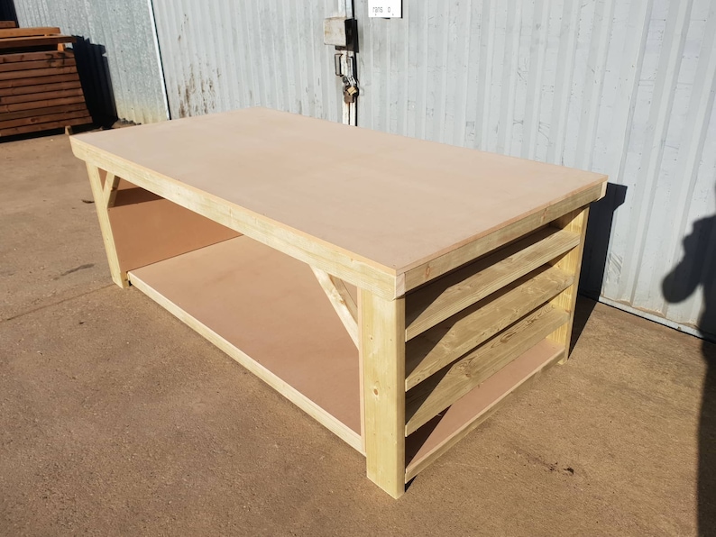 Wooden MDF Top Workbench With Extra Shelving 4ft to 8ft in Etsy UK