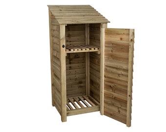 Wooden Log Store With Door 6ft, Firewood Storage Width 790mm x Height 1800mm x Depth 880mm