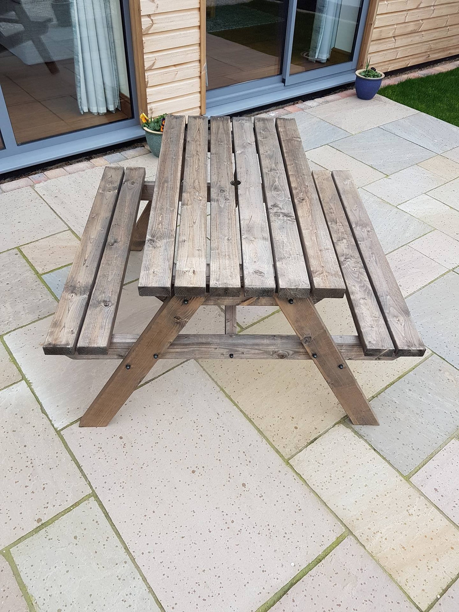 Wooden Classic Pub Style Picnic Table Rustic Brown Etsy UK