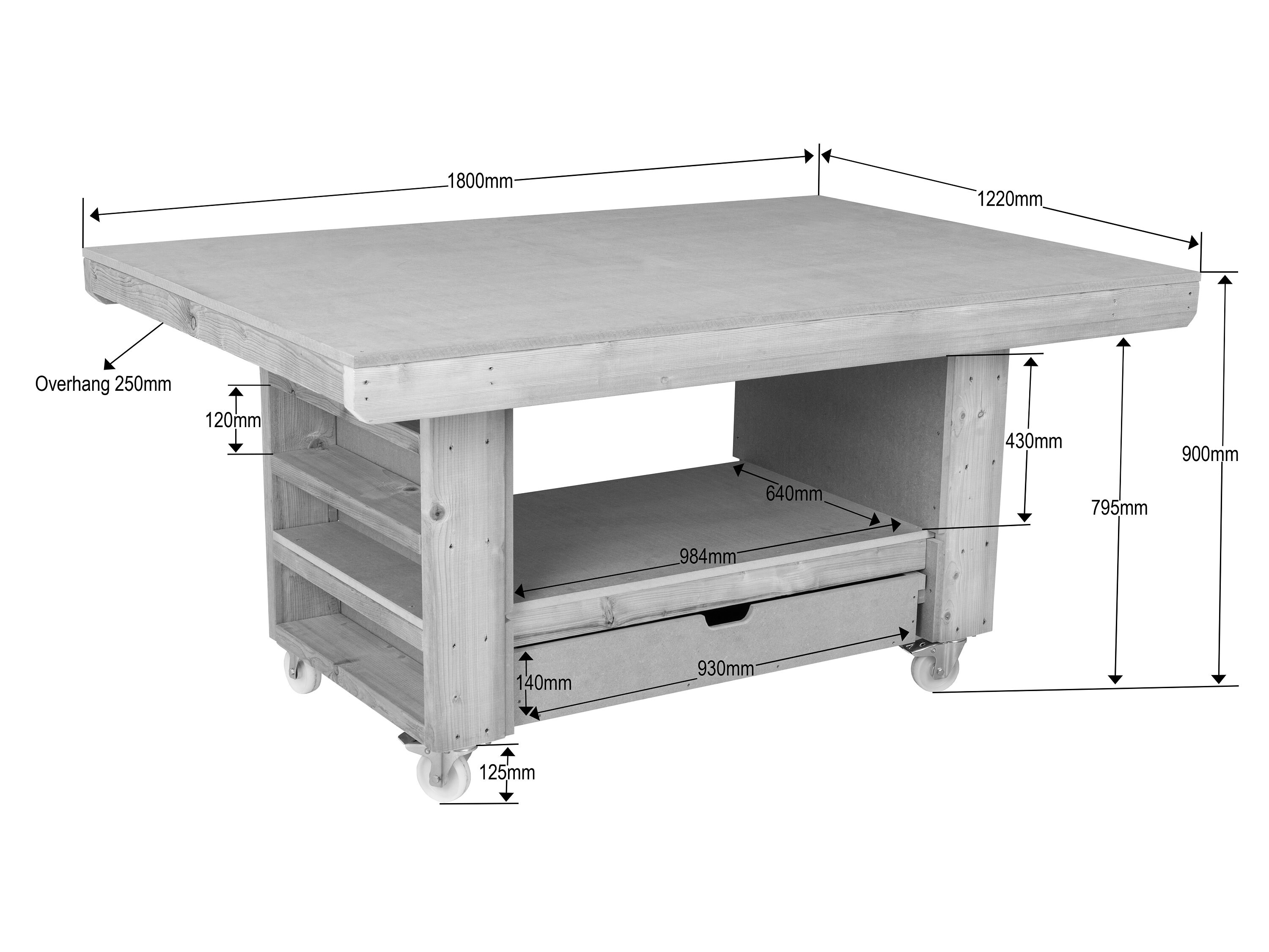 Art/craft Table Project Workbench With Storage V.2. Etsy UK