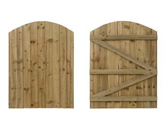 Featheredge Arch Top Wooden Garden and Side Gates (v3) Light Green (Natural)