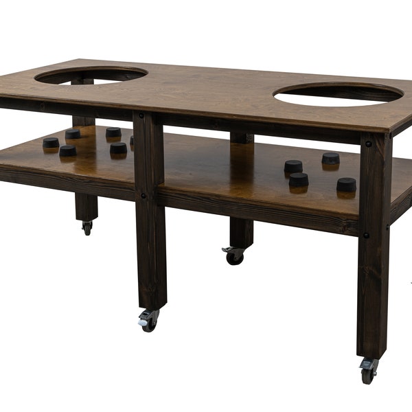 Grill Table "Fits All" BBQ Kitchen Space for Dual Kamado Ceramic Smokers