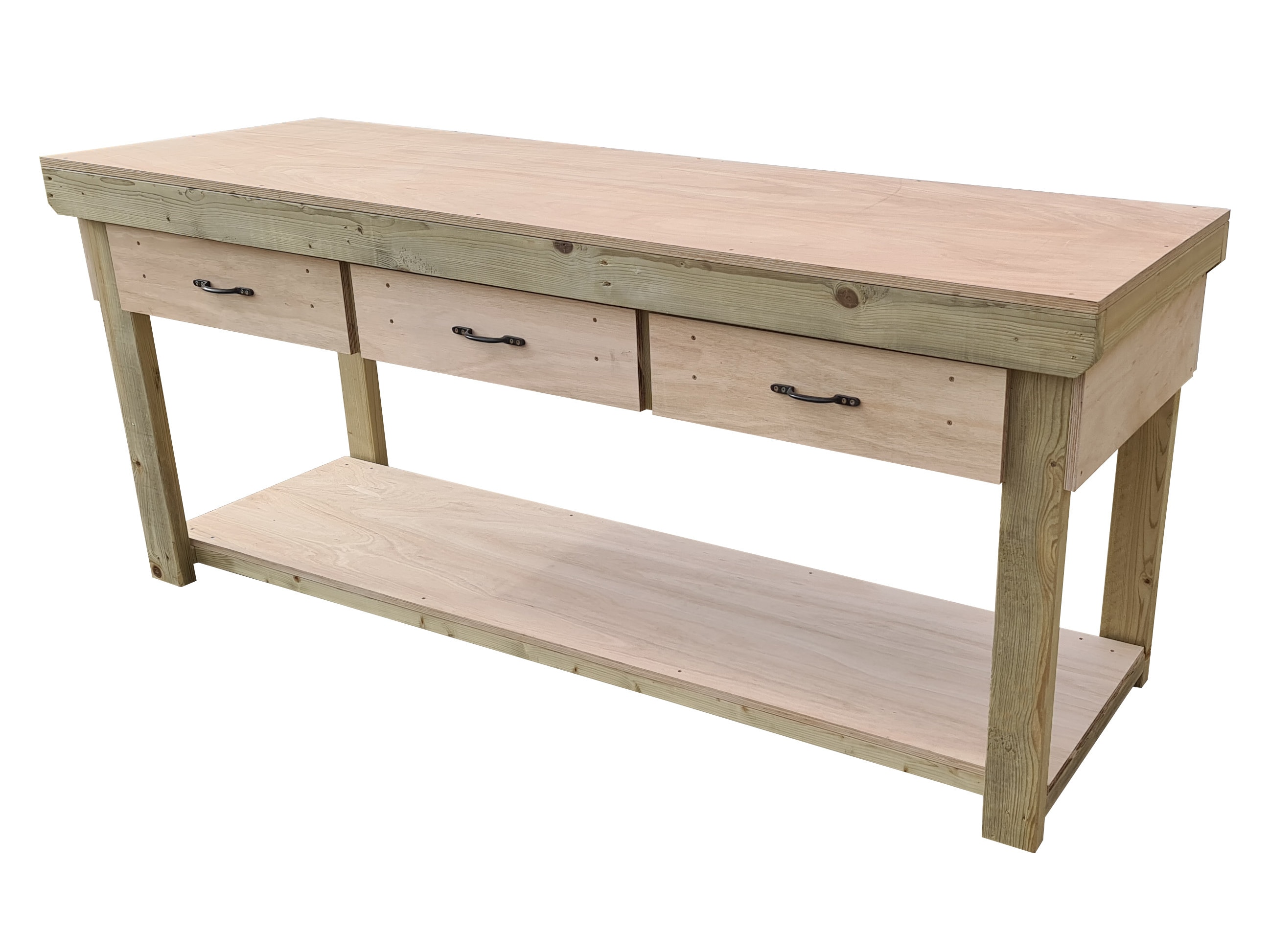 Wooden work on sale table with drawers