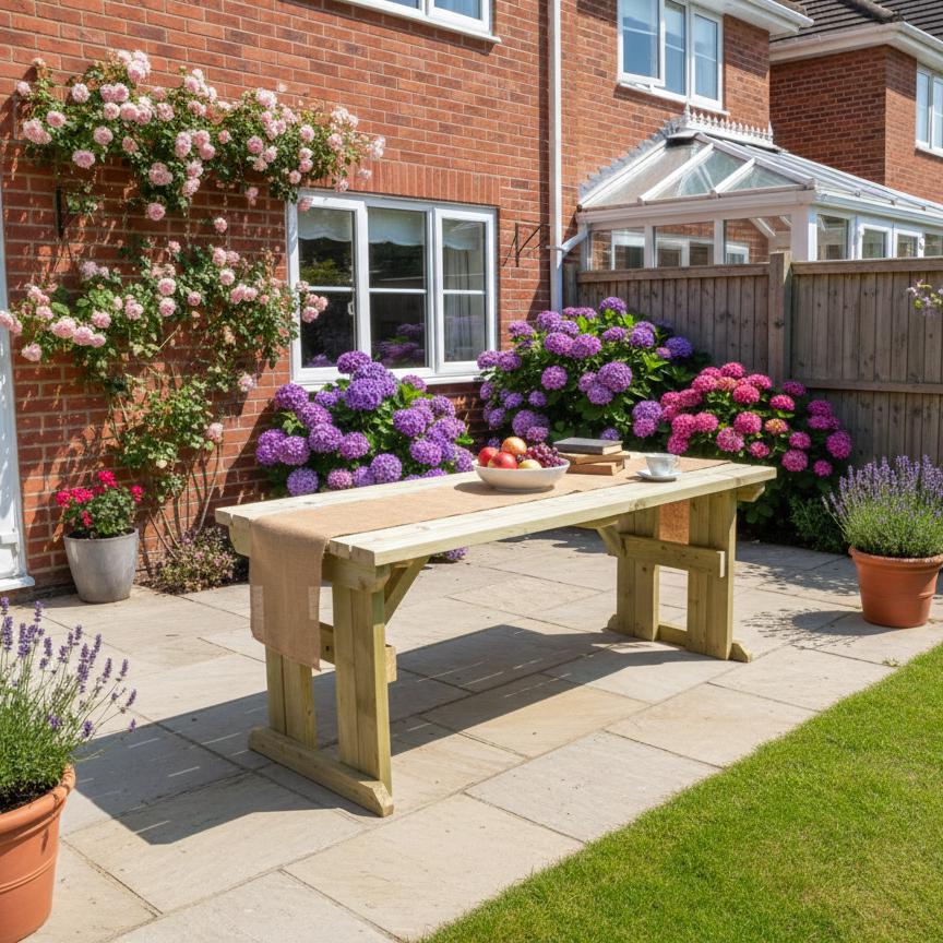 Wooden Garden Dining Table - Hollies Range - Heavy Duty Outdoor Wood ...