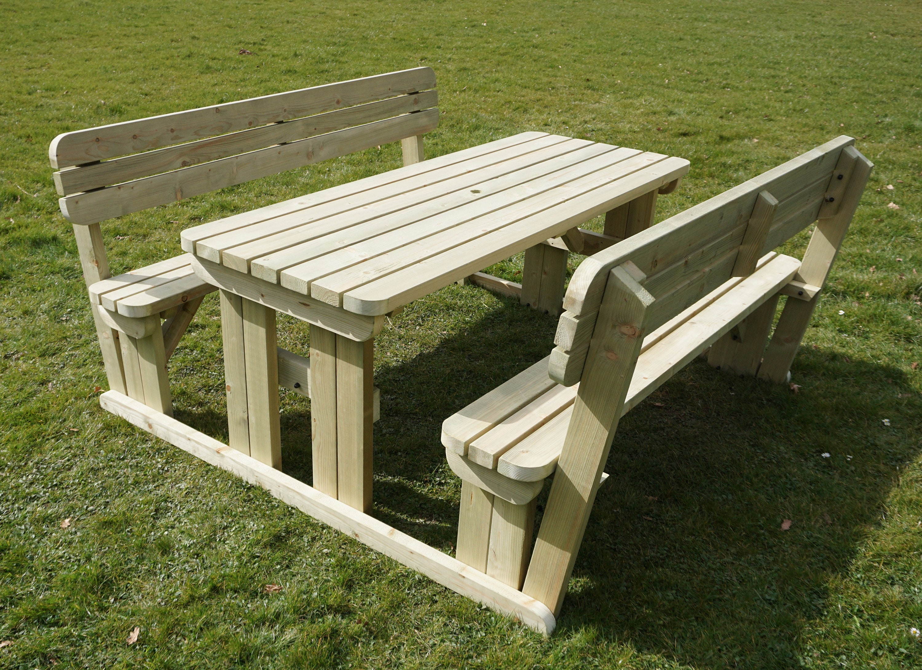 Wooden picnic table and bench set