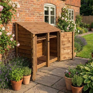 Wooden Log Store With Doors | 146cm Outdoor Firewood Storage Shed | Heavy Duty Timber Wood Shelter | 4.8ft Wide Garden Log Holder image 6
