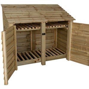 Wooden Log Store 4ft With Doors Firewood Storage Width 1460mm X