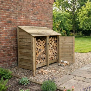 Wooden Log Store With Doors | 146cm Outdoor Firewood Storage Shed | Heavy Duty Timber Wood Shelter | 4.8ft Wide Garden Log Holder image 3