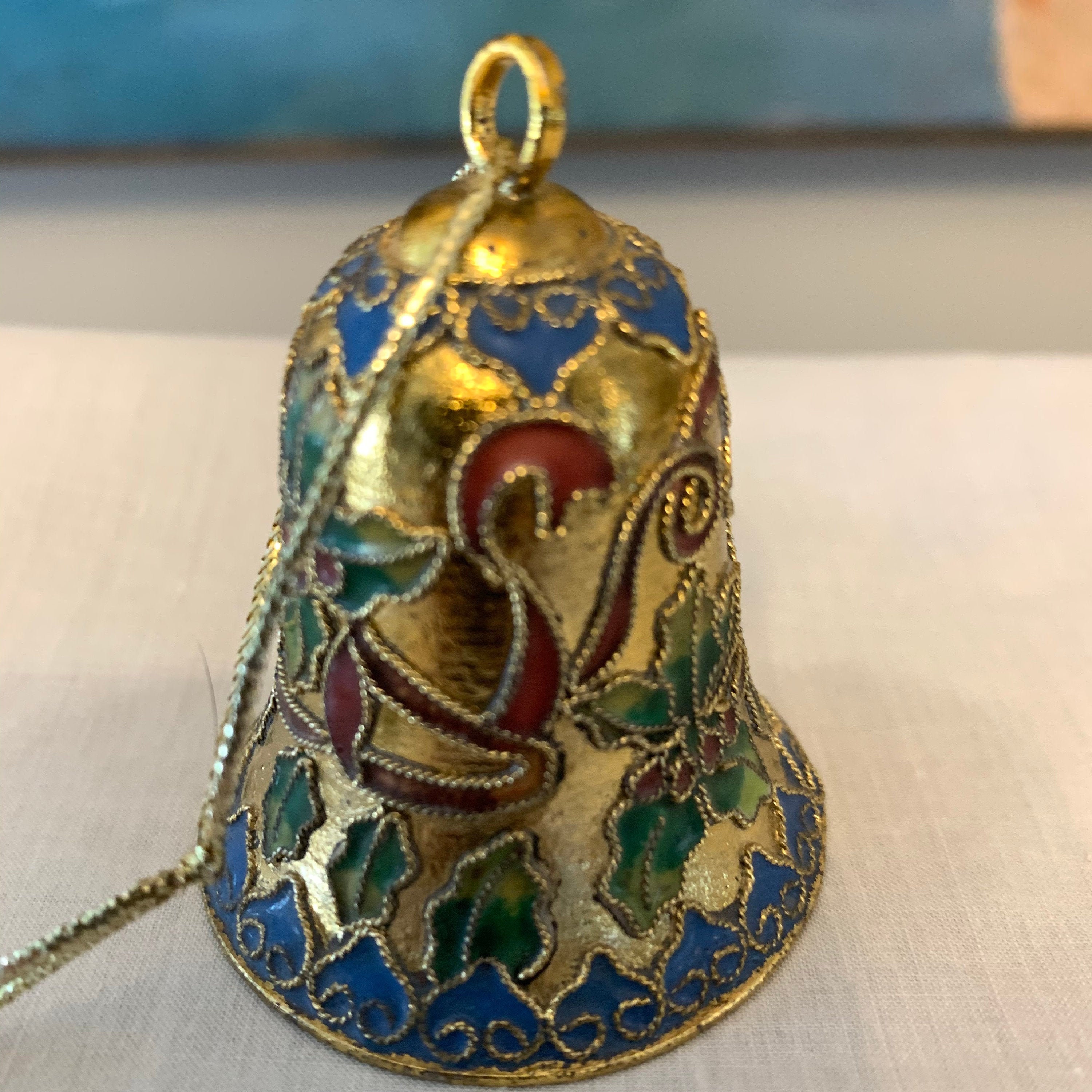 NEW Vintage Cloisonne Enameled Bell Ornament Etsy