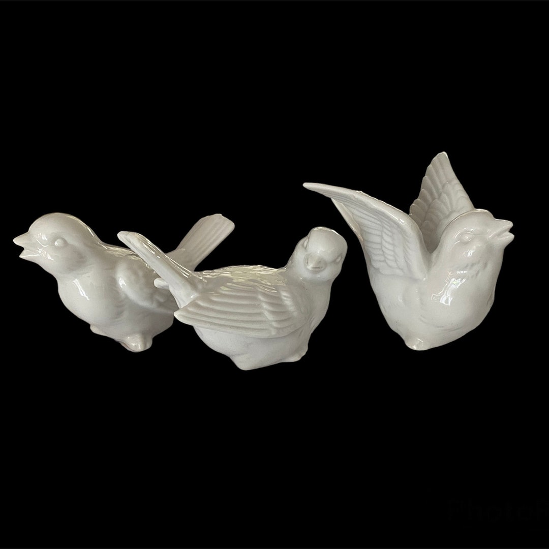 OMC Vintage Porcelain Blue Bird Figurines/sculptures Set of 3 Etsy