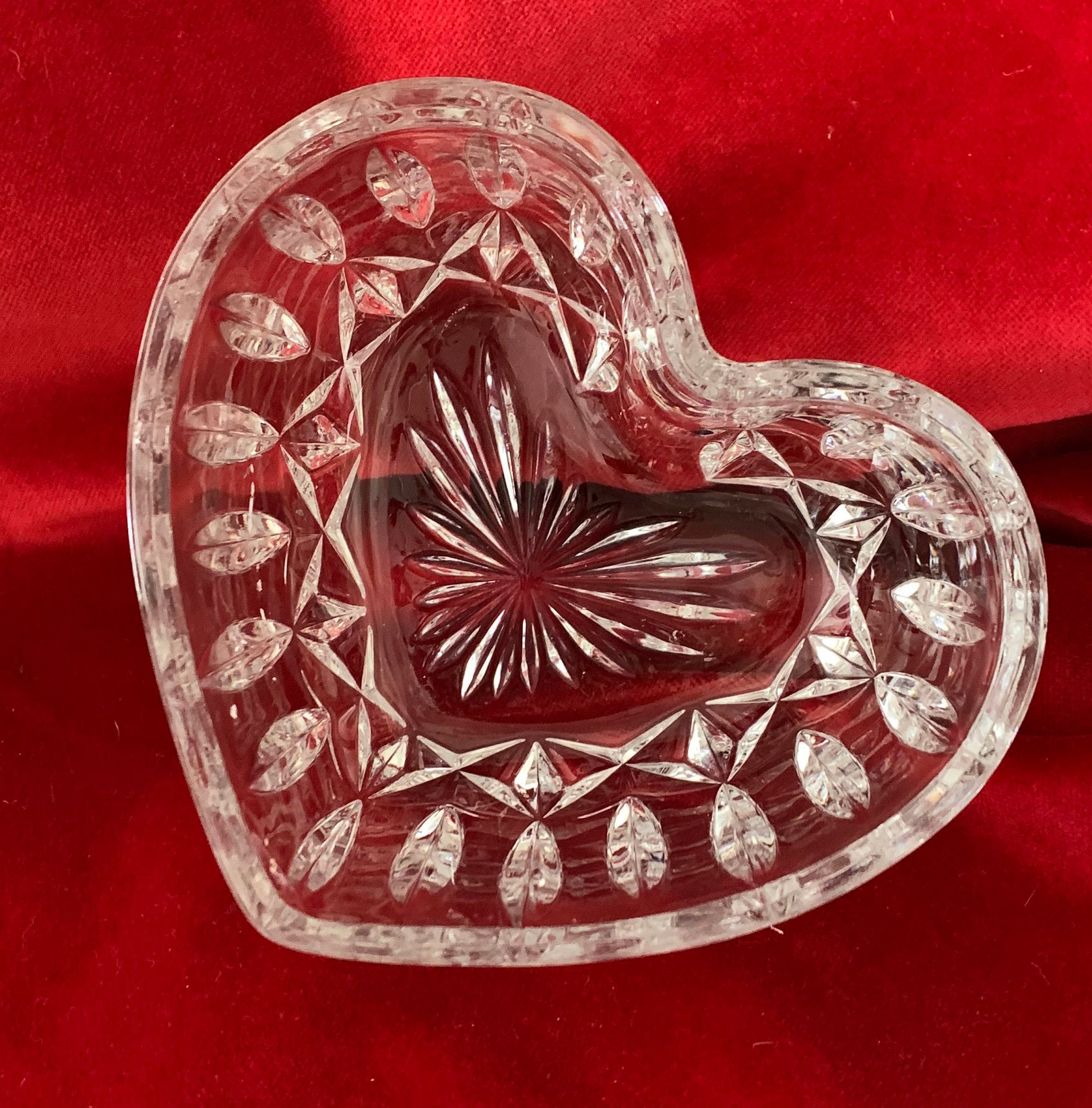 Vintage Heart Shaped Cut Crystal Candy Dish 5 x Etsy