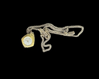 Vintage RITMA Gold Pendant Watch Necklace ,swiss Mechanical