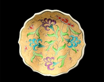Scandinavian Mid Century Ceramic Elle Keramikk Norwegian Triangle Pottery Plate 11.5"  OR  Handmade and Painted 7” Turkish Ceramic Bowl