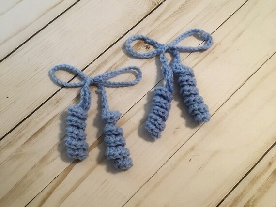 Crochet Hair Ties With Curls In Blue Set Of 2 Curly Hair Etsy