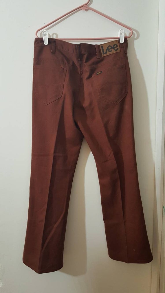 Vintage 1970s era colored Lee jeans. Raisin color… - image 2