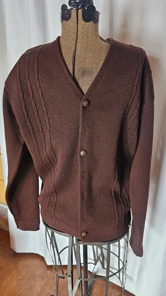 Vintage Kaso Knit brown wool men's button up cardi