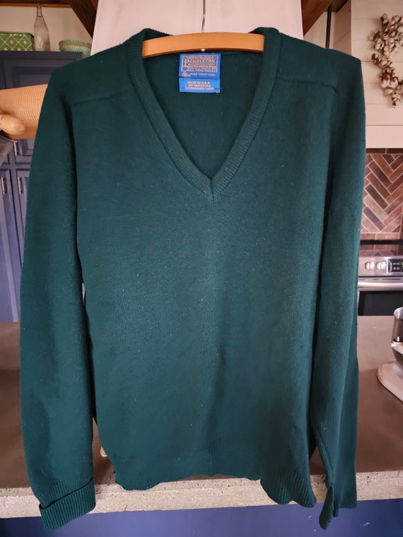 Vintage solid green mens Pendleton pullover sweat… - image 1