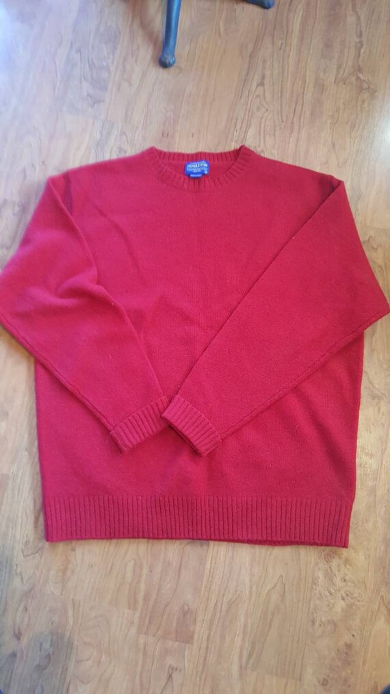 Vintage solid red mens Pendleton pullover sweater… - image 4