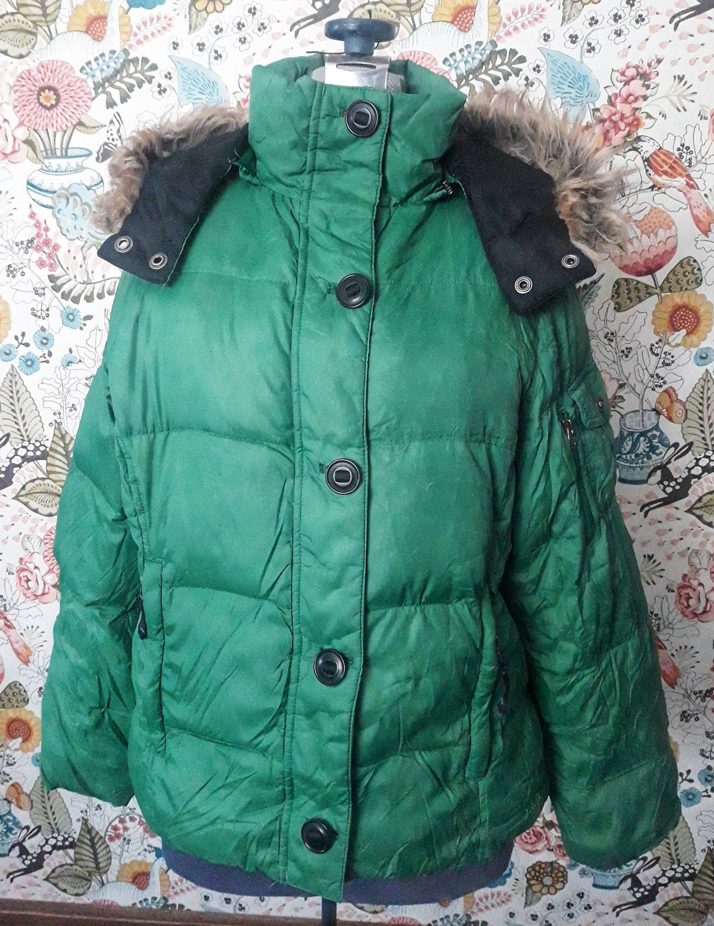 Ladies LL Bean Goose Down Filled Parka. Kelly Green With Faux Etsy