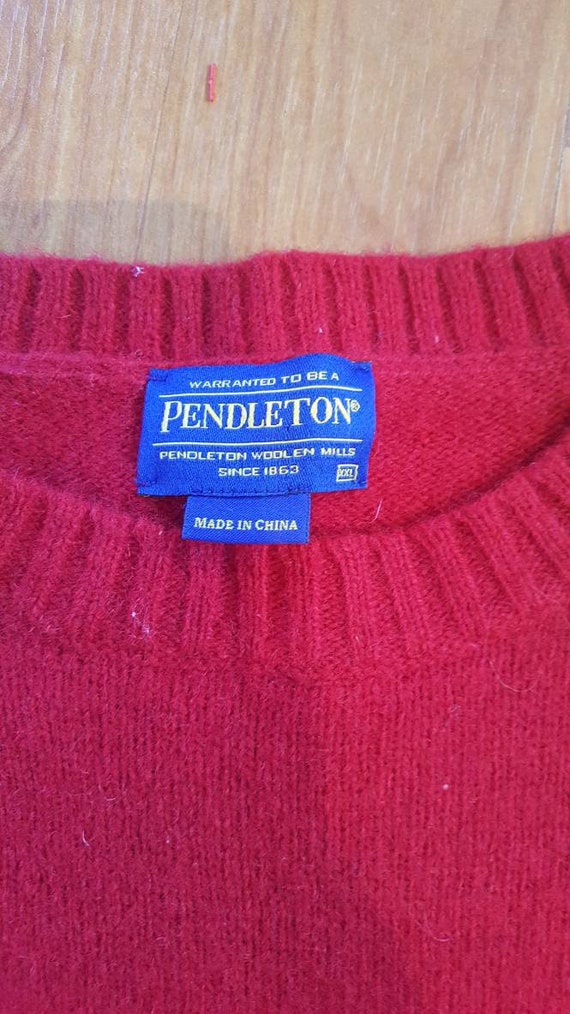 Vintage solid red mens Pendleton pullover sweater… - image 2