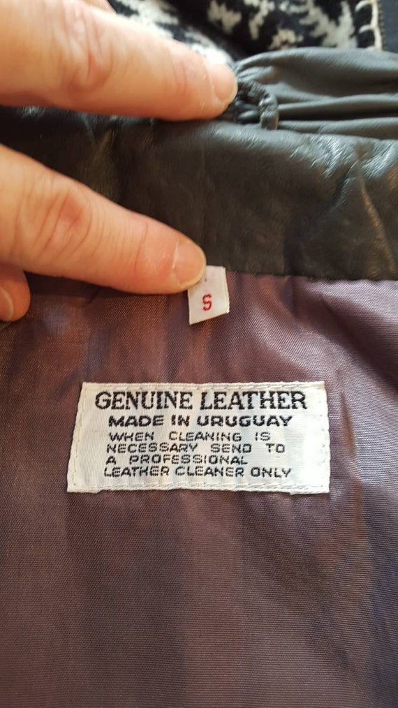 Vintage 1980s era gray leather Uruguay wing sleev… - image 4