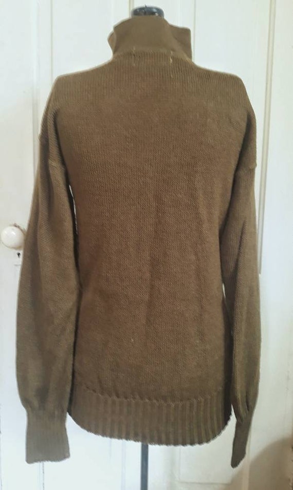 Vintage 1960s era brown/olive drab men's wool swe… - image 2