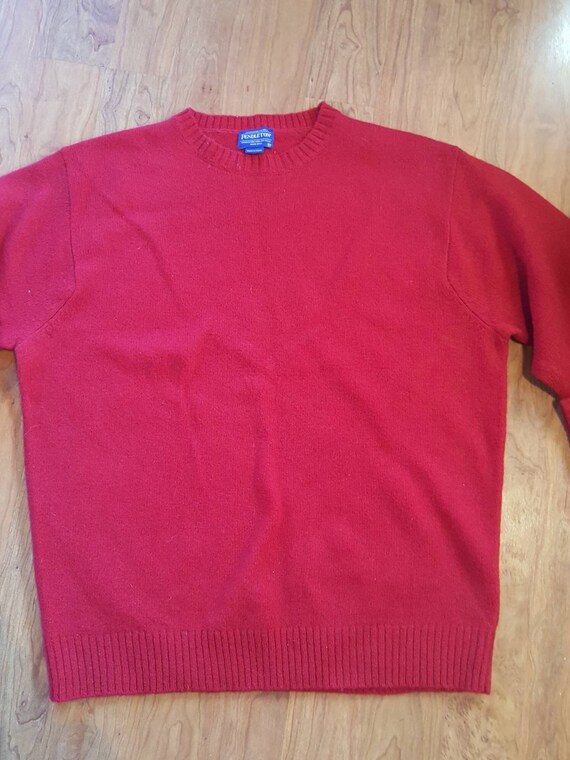 Vintage solid red mens Pendleton pullover sweater… - image 1