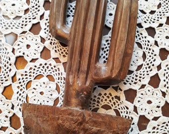 Wood carved saguaro cactus. Hardwood, stained, sealed. Southwestern decor. 13.5" tall x 6" wide. FREE SHIPPING