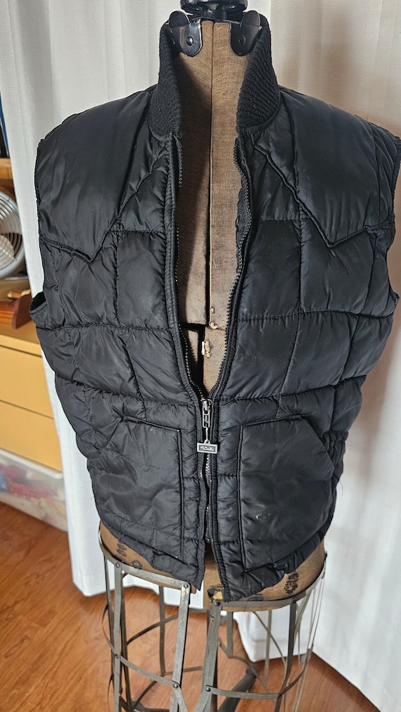 Vintage men's winter vest. Wall's brand black nyl… - image 1