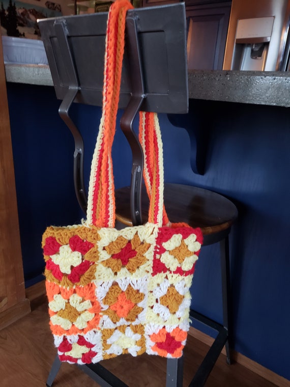 Handmade crocheted granny squares bag/purse