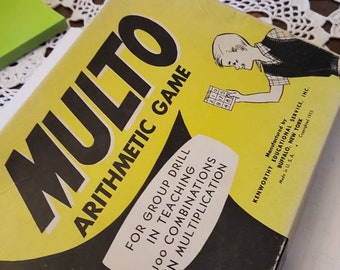 Vintage 1950s era Multo Arithmetic card game. Math bingo. Educational game. FREE SHIPPING