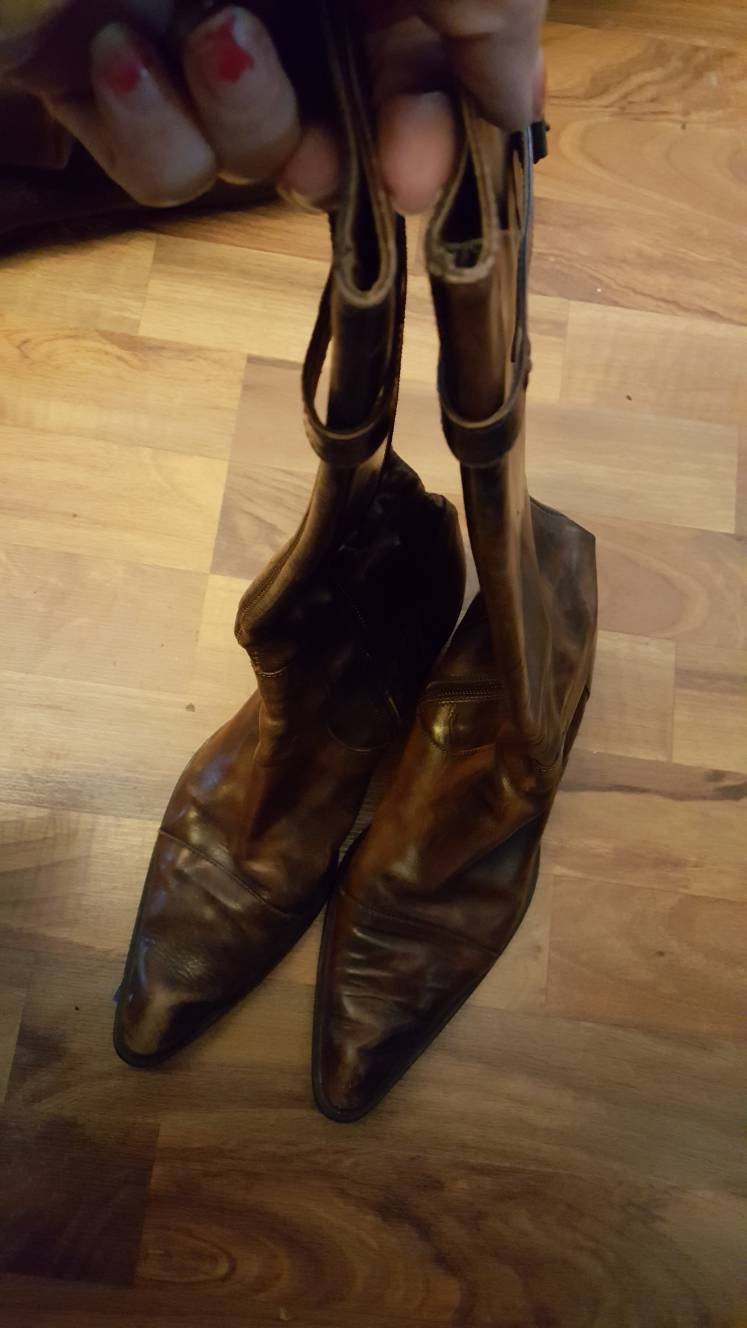 Women's handmade Italian leather boots. Tall pointy toe Etsy