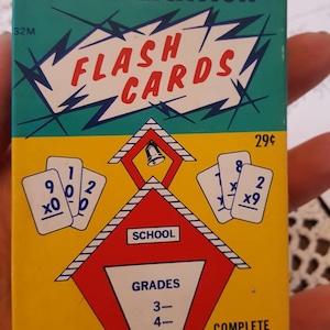 Vintage 1950s era Math flash cards. Set of 4 packs. Addition, subtraction, multiplication, division. FREE SHIPPING