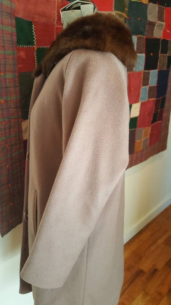 Vintage 1940s era brown wool blend winter coat wi… - image 2