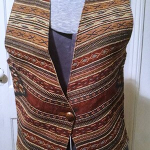 Vintage 1980s Era Women's Orvis Vest. Woven Cotton Blend in Browns and  Rust, Geometric Print, Well Tailored. Size S/small. FREE SHIPPING 