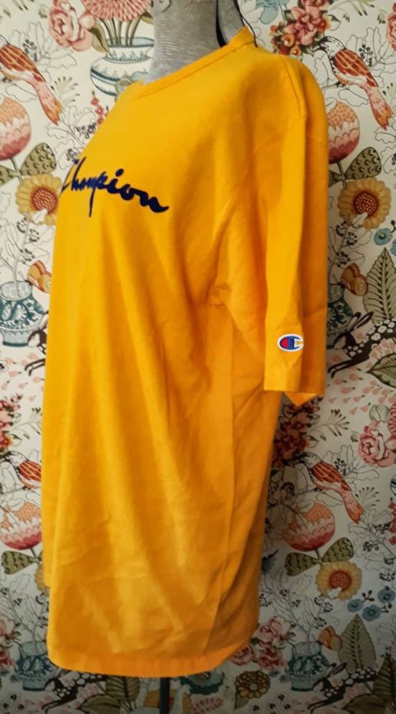 Vintage 1980s Era Bright Gold Champion Brand T Shirt