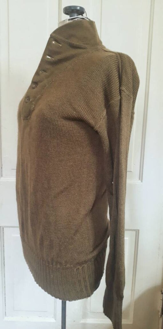 Vintage 1960s era brown/olive drab men's wool swe… - image 3