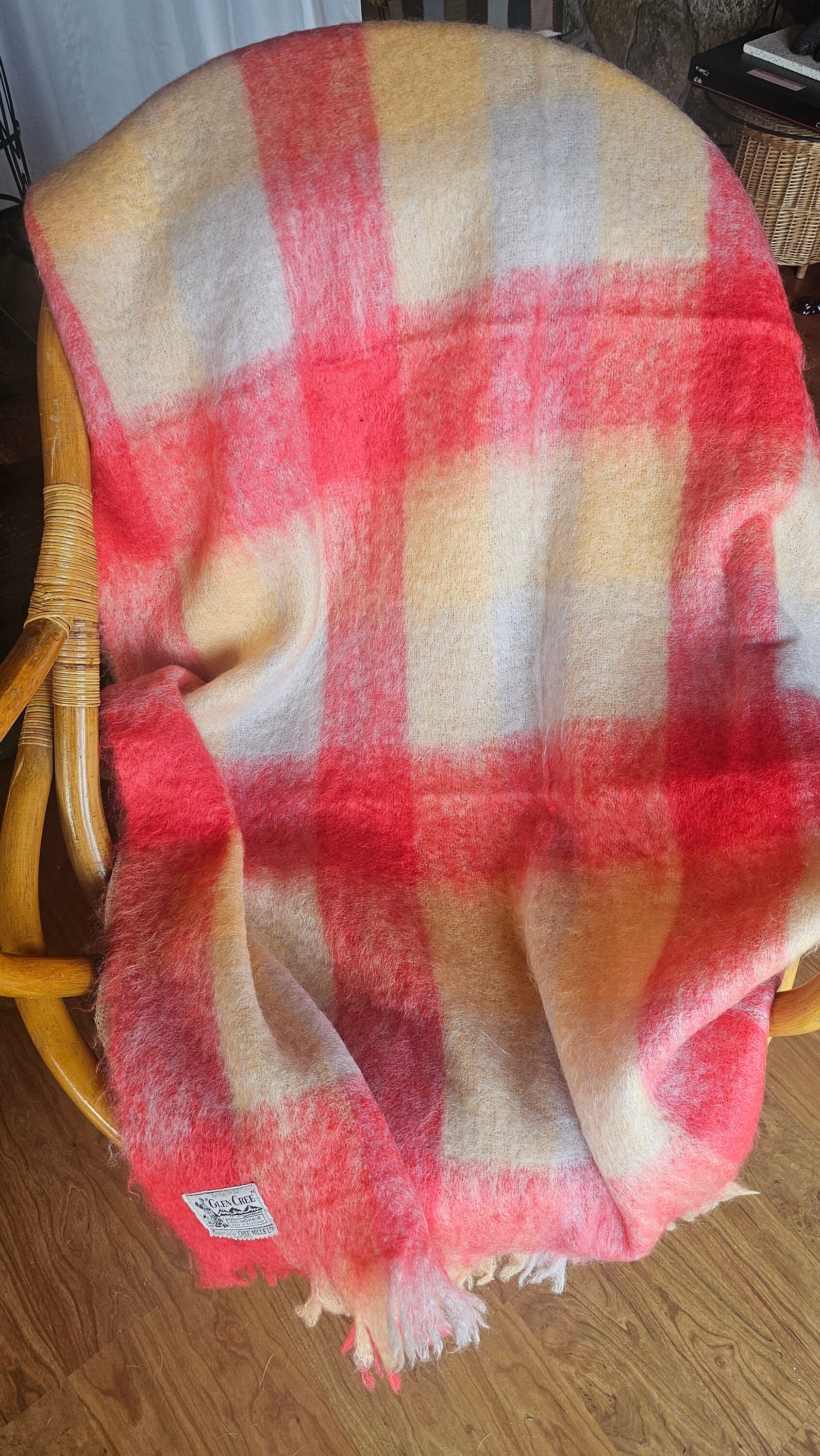 Glen Cree Mohair Peach and Yellow Throw. FREE SHIPPING Etsy