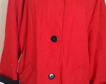 Vintage 1950s era Pendleton red womens wool coat with 3 black buttons size 12 fits xl