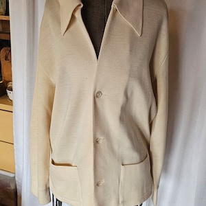 Vintage Pendleton wool cardigan sweater/jacket, cream color, womens size XL. FREE SHIPPING