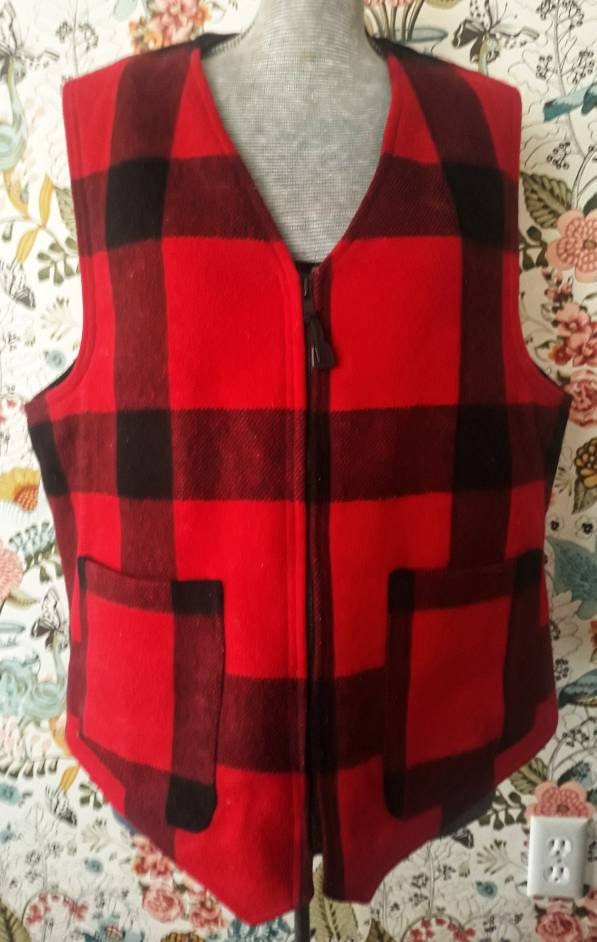 buffalo plaid waterfall vest