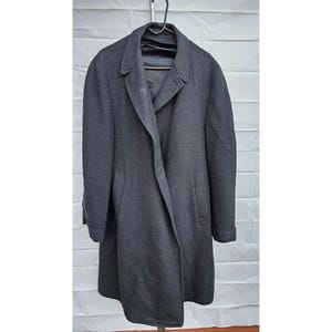 Vintage Mens Wool Herringbone Coat By Friedls Glasgow Mont. 52 XXL