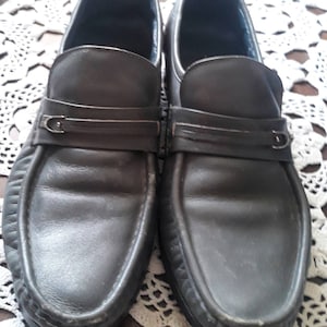 Vintage 1970s era men's loafers from Sears. Gray leather, made in Italy, leather sole. Size 9.5D. FREE SHIPPING image 1